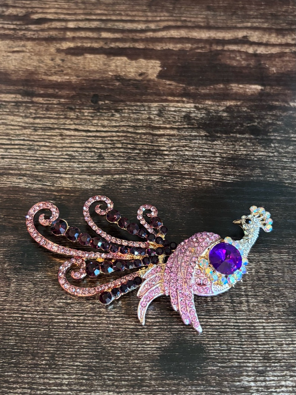 Pink and Purple Crystal Peacock Brooch - Women Jewelry Brooches‎